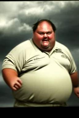 fat running from tornado