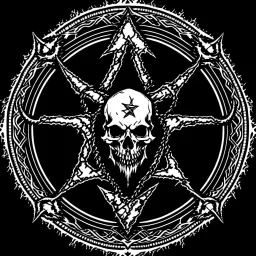 A ocultism symbol of evil, with satanism and nazi skull inverted cross inverted pentagram