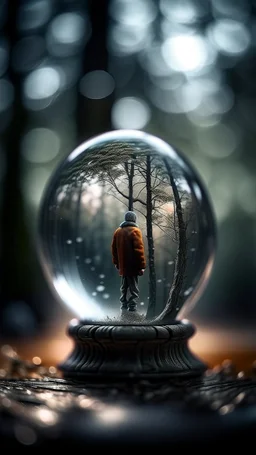 portrait of prisoner in a crystal ball with a tree inside , shot on Hasselblad h6d-400c, zeiss prime lens, bokeh like f/0.8, tilt-shift lens 8k, high detail, smooth render, down-light, unreal engine, prize winning