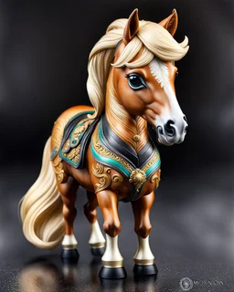 Chibi of a palomino horse, ultra quality, hyper detailed, contrasting colors, incredible colors, incredible artwork, maximalist