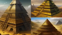 Pyramids on top of airships and temples