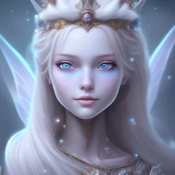 visage souriant, fée magicienne du nord, fantasy, bleu et rose grands yeux bleus, cheveux long blond