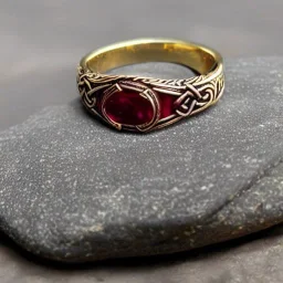 ruby signet ring with braided gold, celtic ring, highly ornate, breathtaking, nordic ring, viking ring, engraved carved band, runes, men's jewellery