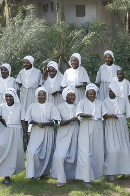 7 suore africane con tunica grigia giornata di sole