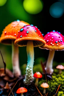 two legs two eyes colorful mushrooms