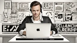 الصورة تظهر عنوان الفيديو وهو "العمل الحر والريادة: كيف تبني علامتك التجارية الشخصية وتنجح في العالم الرقمي؟" وهو مكتوب بخط أبيض كبير على خلفية سوداء. يتميز العنوان بتنسيق أنيق وبارز. أسفل العنوان، تظهر صورة لشخص يعمل على جهاز كمبيوتر محمول، حيث يبدو وكأنه يقوم بإنجاز مهمة مهنية. يظهر الشخص بمظهر احترافي، وهو يعبّر عن التفاني والاجتهاد في العمل. يشير هذا الجزء من الصورة إلى مفهوم العمل الحر والريادة. في الزاوية السفلى اليمنى من الصورة، يظهر شعار قناة الفيديو أو علامة الشخصية للمحتوى، إذا كانت