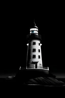 White lighthouse on black blackground