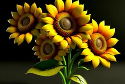 3d,sunflowers