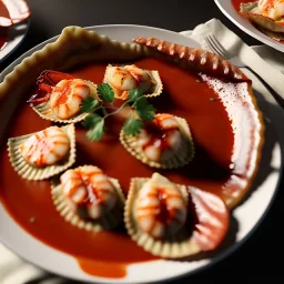 Ravioli with lobster claw dish, photo studio, realistic, renaissance style ,smooth, unreal engine 5, ray tracing, RTX, lumen lighting, ultra detail, volumetric lighting