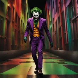 Arte digital 3D de Joker, colores contrastantes, full body