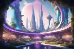 theme park of the city of the future 2050, fairy tale, radiance, abstraction
