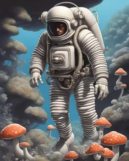 Mushroom synthesizer spacesuit scuba diving ocean 1970 spy gun