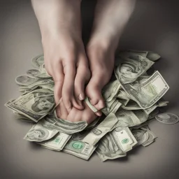 cloven foot holding money