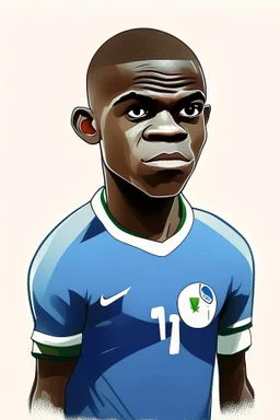 Ngolo Kante French soccer player cartoon 2d