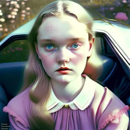 Rosy cheeks, in a car