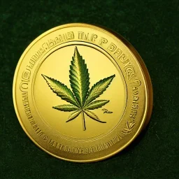 Cannabis Bit coin gold green shine illumination