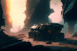 futuristic MATTE PAINTING artstation action scene HAWKEN MATRIX postapocalyptic dysoptia scene photorealistic uhd 8k VRAY