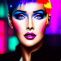 Ultra detailed fullbody Portrait in oil on canvas of punk busty Joi-blade runner 2049-,city behind,cuberpunk,neon,orange,pink,purple,extremely detailed digital painting, extremely detailed face,sexy, realistic crystal clear eyes,perfectly centered image, perfect composition, rim light, beautiful lighting,masterpiece ,16k, stunning scene, raytracing, anatomically correct, in the style of Simon Bisley and uncannyknack and caravaggio and Seung Eun Kim and Steve Jung Jeehyung Lee.