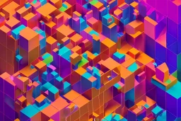 3D colorful geometric installation, simplistic, studio lighting, C4D, 16k, Behance, Artstation, centered, top down camera, vibrant