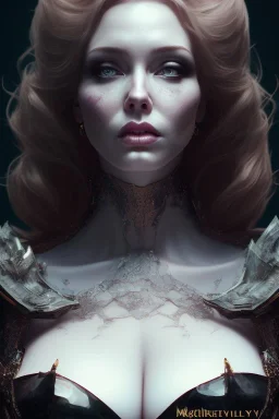 Christina Hendricks as evil queen in black leather, cleavage, angry, stern look. character design by cory loftis, fenghua zhong, ryohei hase, ismail inceoglu and ruan jia. unreal engine 5, artistic lighting, highly detailed, photorealistic, fantasy