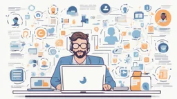 The image for the article embodies the concept of building a personal brand and achieving success in the digital world. The frame exudes a sense of professionalism, featuring an individual dressed in stylish attire seated in front of a computer screen, reflecting dedication and professionalism in the digital workspace. On the other side of the screen, there are icons and logos of popular social media platforms such as Facebook, Twitter, and Instagram, indicating personal reliance on these platfo