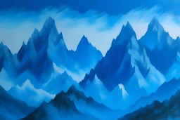 mountain range with blue