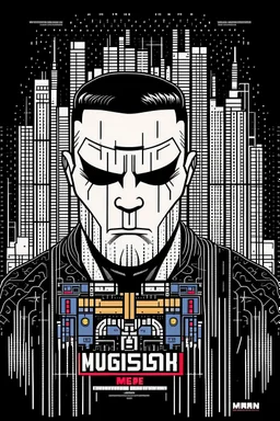 punisher sku;; elon musk in the style of Hiroshi Nagai