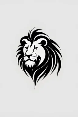minimalist lion ink logo, white background