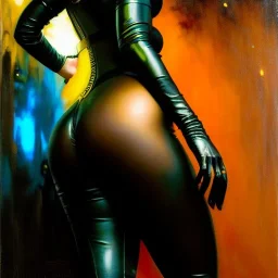 Drawing of beautiful face,'beautiful booty,Busty CAtWoman',intense stare, ancient skintight armor, balanciaga fashion clothe painting by gaston bussiere, greg rutkowski, yoji shinkawa, yoshitaka amano, tsutomu nihei, donato giancola, tim hildebrandt, Oil on canvas, cinematic composition, extreme detail,fit full head inside picture,16k