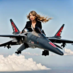 Taylor Swift piloting a fighter jet