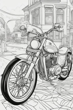 coloring page for kids, BIKE, thick outline, low details, no shading, no color