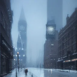 Harbour, Gotham city, Neogothic architecture,snow, by Jeremy mann, point perspective,