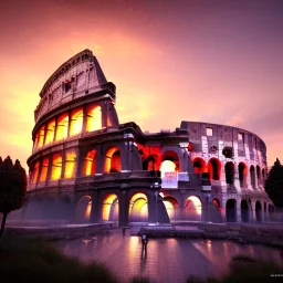 The Colosseum, İtalya, sunset, rainbow sunset