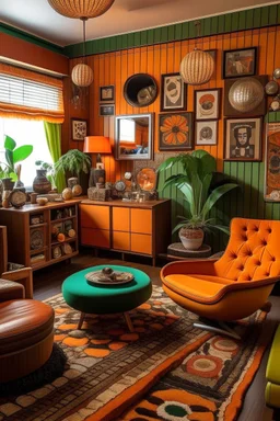 A vintage room embodying the essence of the 1970s