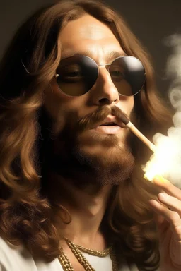 Jesus smoking with sun glasses