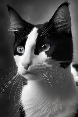 berikan gambaran kucing yang berwarna hitam dan putih