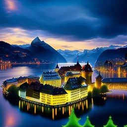 Lucerne, Switzerland,aerial view,cloudy,extremely detailed digital painting, high resolution,8k, realistic, beautiful, volumetric lighting, mystical colors ,perfectly centered image, perfect composition, rim light, beautiful lighting,masterpiece, stunning scene, raytracing, anatomically correct, in the style Van Gogh and robert e howard and Ken Kelley and Ohrai Noriyoshi and Simon Bisley and tomzj1.