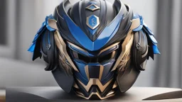 Helmet Class in Kung fuu custom, black and blue color, solo leveling shadow drawing style, intricate details, highly detailed, high details, detailed portrait, masterpiece,ultra detailed, ultra quality