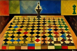 A chess board at midnight painted by Paul Klee