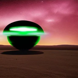 an alien spaceship hovering over the plains