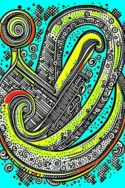 Vintage pop art style, musical horn curve