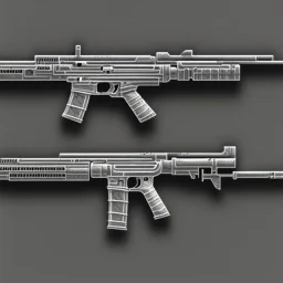 Blueprint sketch of modern rifle