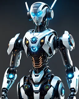Arte lineal de robot humanoide futurista, arte conceptual, calidad ultra, hiperdetallado, maximalista, 12k