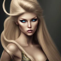 Woman with long blond hair Wearing make up avatar pandora