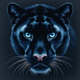 Pastel drawing, furry black panther, blue eyes, dark background, ultra hd, realistic, vivid colors, highly detailed, UHD drawing, pen and ink, perfect composition, beautiful detailed intricate insanely detailed octane render trending on artstation, 8k artistic photography, photorealistic concept art, soft natural volumetric cinematic perfect light