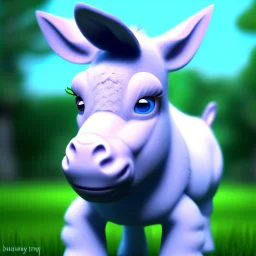 cute donkey with blue eyes,by pixar