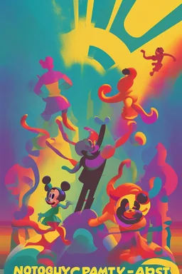 nostalgic Blast from the Past rave party poster cheerfull disney abstract