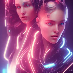 cyberpunk, head, women, portrai, tron