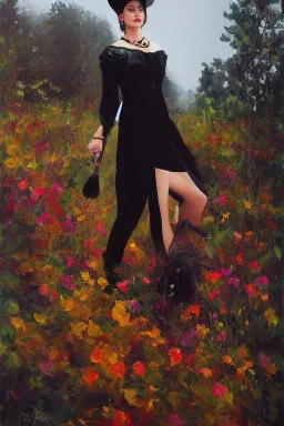 Full body portrait, painting, medium shot lady MidwestGothic