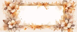 Hyper Realistic Beige small-watercolor-Floral-Frame With Glowing Golden Embers On Off-White Grunge Background.